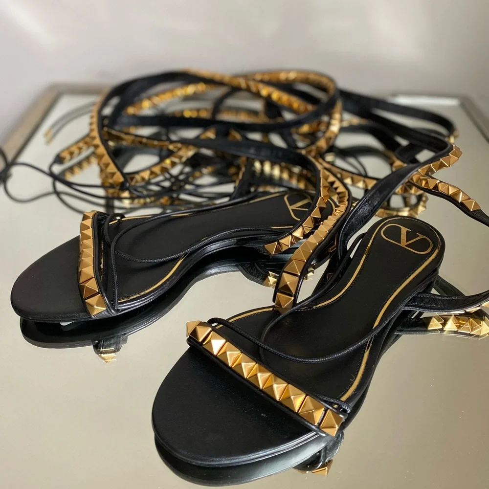 VALENTINO GARAVANI No Limit Rockstud Ankle-wrap Gladiator Sandals $1,900